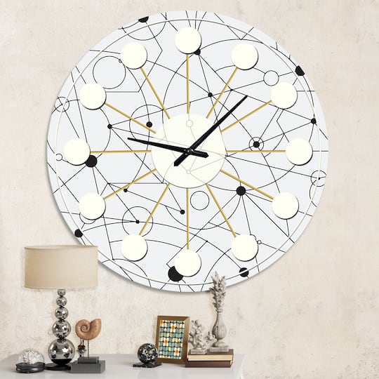 Designart 'Retro Geometric Grid Iii Mid-Century Modern Wall Clock